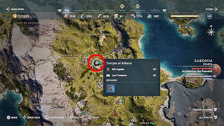 Lokalizacja skrzyni: Świątynia Ateny (Temple of Athena), region Lakonia - Legendarne skrzynie w grze Assassins Creed Odyssey - Assassins Creed Odyssey - poradnik do gry