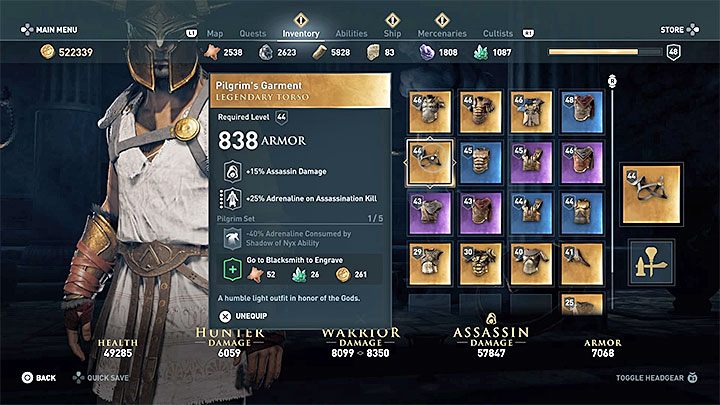 Rodzaj i statystyki przedmiotu: Napierśnik z legendarnego zestawu - Legendarne skrzynie w grze Assassins Creed Odyssey - Assassins Creed Odyssey - poradnik do gry