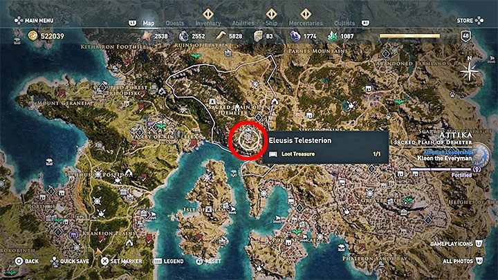 Lokalizacja skrzyni: Świątynia Telesterion w Eleusis (Eleusis Telesterion), region Attyka - Legendarne skrzynie w grze Assassins Creed Odyssey - Assassins Creed Odyssey - poradnik do gry