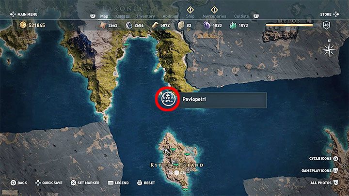 Lokalizacja skrzyni: Podwodna lokacja Pavlopetri, region Lakinia - Legendarne skrzynie w grze Assassins Creed Odyssey - Assassins Creed Odyssey - poradnik do gry