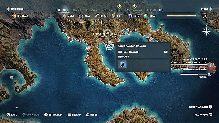 Lokalizacja skrzyni: Podwodna grota (Underwater Cavern), region Makedonia - Legendarne skrzynie w grze Assassins Creed Odyssey - Assassins Creed Odyssey - poradnik do gry