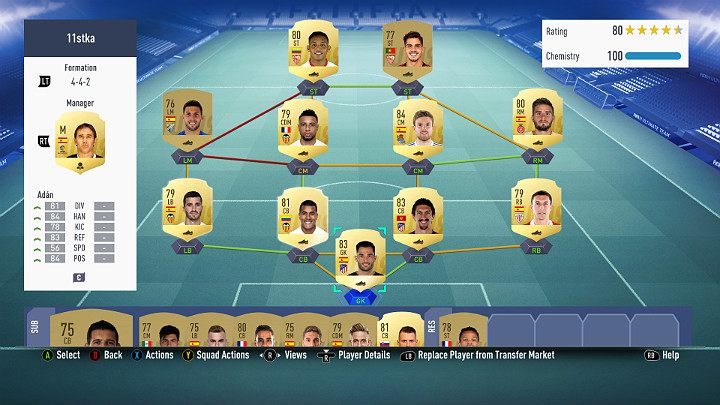 W każdym składzie, niezależnie od formacji, pozycje zawodników są ze sobą połączone - Tworzenie składu i zgranie zawodników w FUT | FIFA 19 - FIFA 19 - poradnik do gry