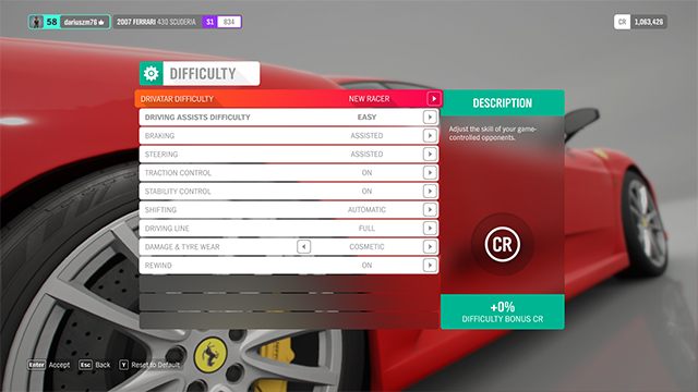 Biegłość sztucznej inteligencji posiada 8 poziomów - Poziom trudności i jego wpływ na kredyty w Forza Horizon 4 - Forza Horizon 4 - poradnik do gry