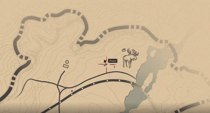 Przeciwnik będzie poruszał się po terenie zaznaczonym na screenie poniżej - Red Dead Redemption 2: Legendarny Łoś - mapy, porady - Red Dead Redemption 2 - poradnik do gry