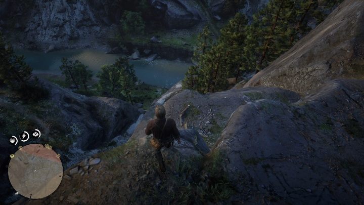 Aby zdobyć kośc musisz zeskoczyć niżej na półkę skalną - Red Dead Redemption 2: Kości dinozaurów - Sekrety i znajdźki - Red Dead Redemption 2 - poradnik do gry