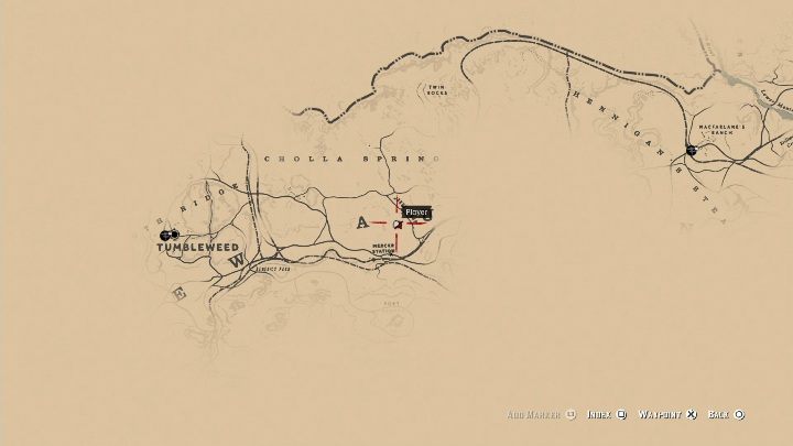 Gdy spojrzysz na mapę obiekt ten znajduje się pomiędzy literą A i U - Red Dead Redemption 2: Kości dinozaurów - Sekrety i znajdźki - Red Dead Redemption 2 - poradnik do gry