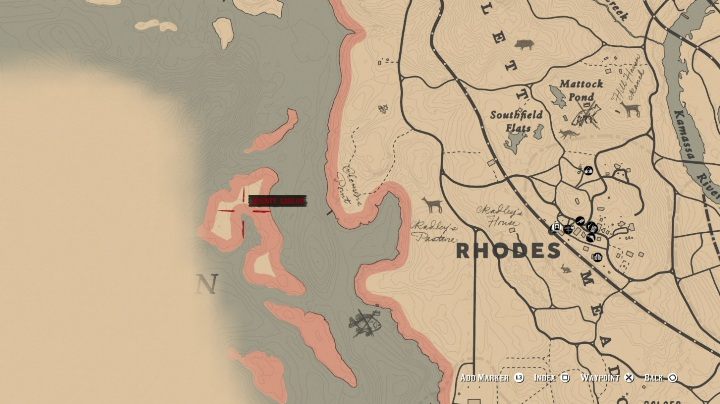 Tricorn Hat to unikalny kapelusz, który możesz znaleźć na wyspie na zachód od Rhodes - Red Dead Redemption 2: Unikalne przedmioty - Mapa - Red Dead Redemption 2 - poradnik do gry