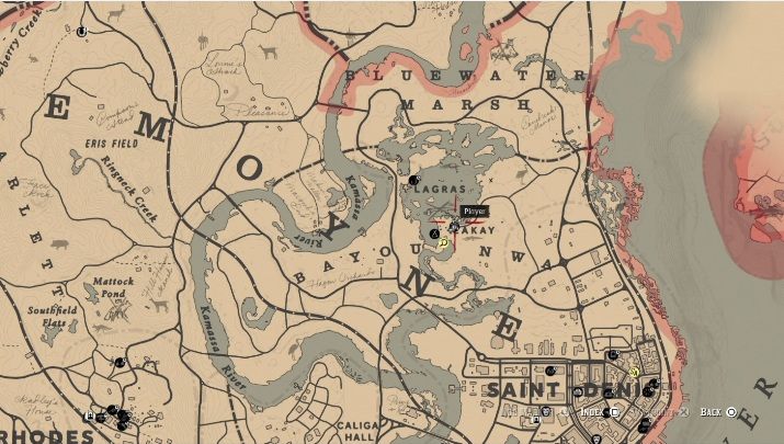 Przedmiot ten znajdziesz w okolicy Lakay - Red Dead Redemption 2: Unikalne przedmioty - Mapa - Red Dead Redemption 2 - poradnik do gry