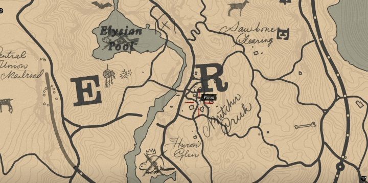 Maska ta znajduje się we wschodniej części New Hanover, na południe od Elysian Pool - Red Dead Redemption 2: Unikalne przedmioty - Mapa - Red Dead Redemption 2 - poradnik do gry