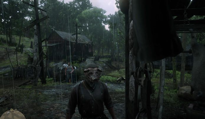 Maska świni wisi na drewnianym słupie, koło chat - Red Dead Redemption 2: Unikalne przedmioty - Mapa - Red Dead Redemption 2 - poradnik do gry