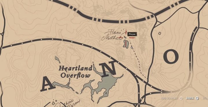 Koło Heartland Overflow znajduje się mało jezioro, a nad nim mała chatka - Red Dead Redemption 2: Easter eggi - Red Dead Redemption 2 - poradnik do gry