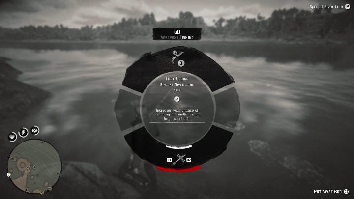 Aby złowić legendarną rybę musisz użyć Specjalnej Przynęty Rzecznej (Special Lake Lure) - Red Dead Redemption 2: Legendarna Niszczuka Długonosa - mapy, porady - Red Dead Redemption 2 - poradnik do gry