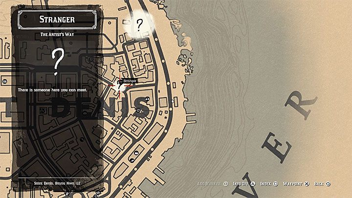 Znacznik tej pobocznej misji powinien pojawić się w mieście Saint Denis jakiś czas po tym jak przystąpisz do czwartego rozdziału kampanii - Red Dead Redemption 2: Droga artysty - opis przejścia, mapa, porady - Red Dead Redemption 2 - poradnik do gry