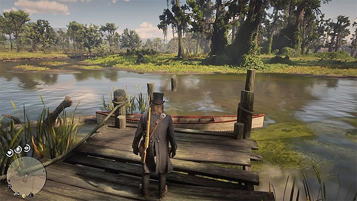 Po zakupieniu ulepszenia przejdź się wzdłuż brzegu w pobliżu obozowiska gangu, a odnajdziesz łódkę (przykład na obrazku) - Red Dead Redemption 2: Łódka - gdzie znaleźć? - Red Dead Redemption 2 - poradnik do gry