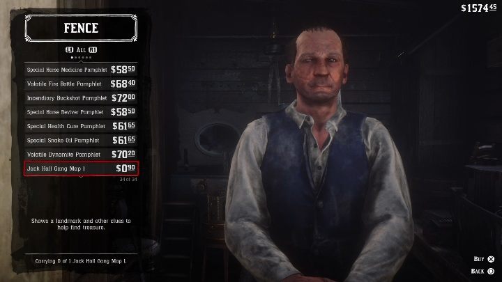 Jeśli mężczyzna 3 raz ci ucieknie będziesz mógł zakupić mapę u Passera - Red Dead Redemption 2: Kosztowny skarb, mapa - Red Dead Redemption 2 - poradnik do gry