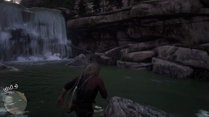 Kolejną mapa ukryta jest w jaskini za wodospadem, po jego prawej stronie - Red Dead Redemption 2: Kosztowny skarb, mapa - Red Dead Redemption 2 - poradnik do gry