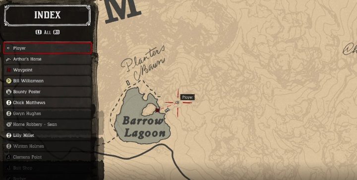 Druga mapa skieruje cię do Barrow Lagoon, nad Grizzlies West - Red Dead Redemption 2: Kosztowny skarb, mapa - Red Dead Redemption 2 - poradnik do gry