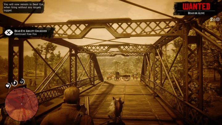 Gdy dotrzecie na most, obróć kamerę tak, by widzieć drogę przed siebie - Red Dead Redemption 2: Miejsce przyjemności - Solucja - Red Dead Redemption 2 - poradnik do gry