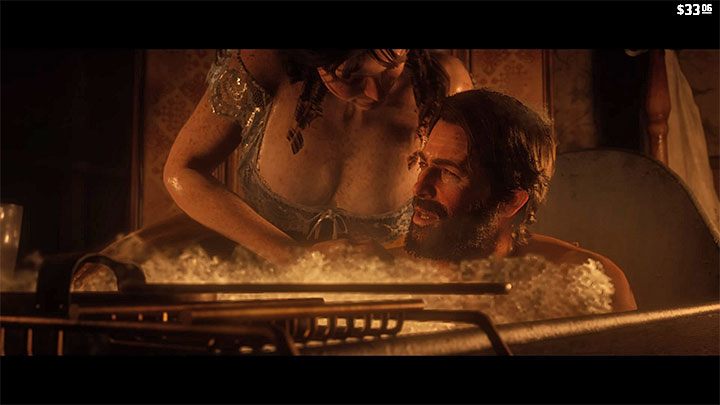 Po rozpoczęciu kąpieli pojawia się możliwość zaproszenia pracownicy hotelu do wykąpania bohatera - Red Dead Redemption 2: Kąpiel - jak to zrobić? - Red Dead Redemption 2 - poradnik do gry