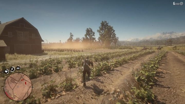 Biegnij przez pola, miń przejeżdżających strażników z lewej strony i cały czas używaj sprintu - Red Dead Redemption 2: Godziny odwiedzin - Solucja - Red Dead Redemption 2 - poradnik do gry