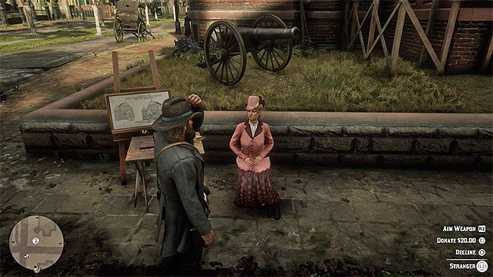 Porozmawiaj z kobietą, a dowiesz się, że prowadzi zbiórkę na rozbudowę sali pamięci (Memorial Hall) - Red Dead Redemption 2: Mniejsze zadania poboczne - opis przejścia, mapy, porady - Red Dead Redemption 2 - poradnik do gry