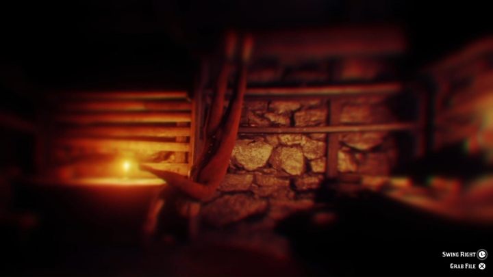 Gdy zostaniesz sam w pomieszczeniu, kiwaj się na boki, aż będziesz mógł sięgnąć po metalowy pręt, który posłuży ci do ucieczki - Red Dead Redemption 2: Błogosławieni pokój czyniący - Solucja - Red Dead Redemption 2 - poradnik do gry