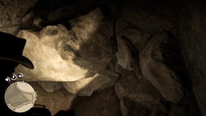 Poruszaj się wzdłuż niepewnie wyglądającej półki skalnej, na jej końcu powoli zsuń się na dół - Red Dead Redemption 2: Skażony szlak, mapa - The Poisonous Trail Treasure Hunt - Red Dead Redemption 2 - poradnik do gry