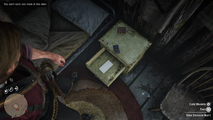 Pierwsza cześc mapy schowana jest w szufladzie, w szafce kolo łożka - Red Dead Redemption 2: Mended Treasure Map - Red Dead Redemption 2 - poradnik do gry