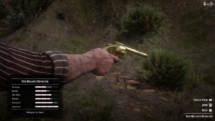 W jaskini znajdziesz skrzynię, a w niej kilka kart kolekcjonerskich oraz broń - Otis Millers Revolver - Red Dead Redemption 2: Mended Treasure Map - Red Dead Redemption 2 - poradnik do gry
