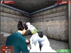 Przy tych schodach stoi pojedynczy terrorysta - Zadanie 3 - OPIS PRZEJŚCIA - Tom Clancys Rainbow Six 3: Raven Shield - poradnik do gry