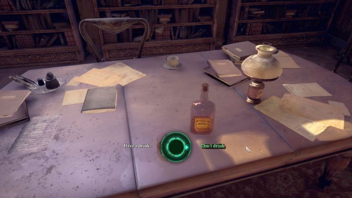 Jedyne, co można tutaj zrobić, to napić się alkoholu. - Rozdział 6 - Posiadłość Hawkinsów i Sandersa | Solucja Call of Cthulhu - Call of Cthulhu - poradnik do gry