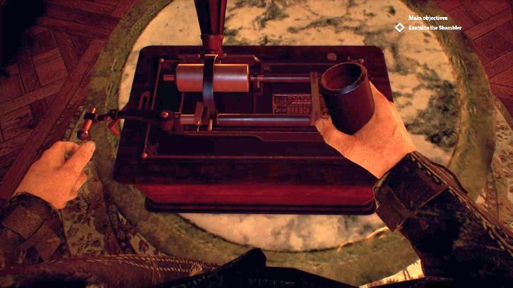 Odsłuchaj znaleziony cylinder przy pomocy fonografu. - Rozdział 6 - Posiadłość Hawkinsów i Sandersa | Solucja Call of Cthulhu - Call of Cthulhu - poradnik do gry