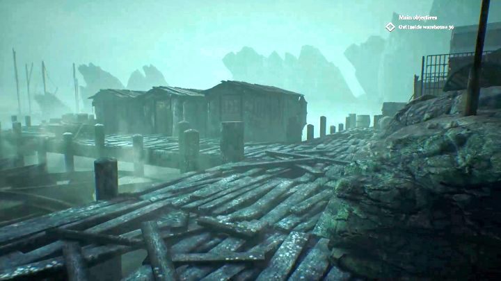 Stojące w oddal chaty, gdzie znajdziesz butelkę z likierem. - Jak ominąć strażników w Darkwater w Call of Cthulhu? - Call of Cthulhu - poradnik do gry