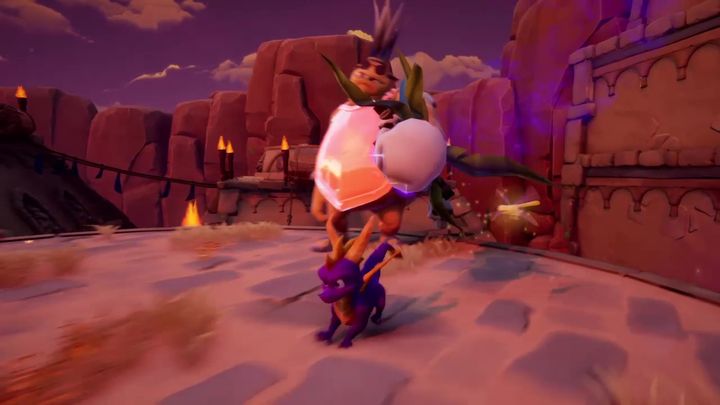 W pierwszym etapie atakuje on za pomocą szarży - Doctor Shemp - Boss w Spyro the Dragon - Spyro Reignited Trilogy - poradnik do gry