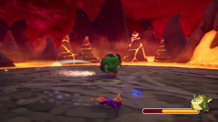 Po kilku seriach udanych ataków z twojej strony, Buzz zacznie tworzyć wokół siebie kręgi ognia - Buzz - Bossowie w Spyro: Year Of The Dragon - Spyro Reignited Trilogy - poradnik do gry