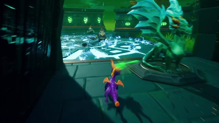 Po drugiej stronie znajdują się kolejne trolle stojące na płycie z wodą - Drewniana osada - Solucja Spyro the Dragon - Spyro Reignited Trilogy - poradnik do gry