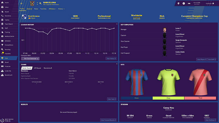 Po wybraniu ligi przyjdzie kolej na wyłowienie wśród wszystkich dostępnych zespół ten, który najbardziej będzie Ci odpowiadał - Pierwsze kroki w Football Manager 2019 - Football Manager 2019 - poradnik do gry