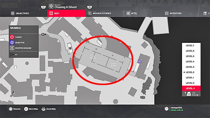 Kryjówka Kruków jest we wschodniej części mapy na poziomie -1 - Jak przedostać się do kryjówki Kruków w misji Pościg za zjawą? | Hitman 2 - Hitman 2 - poradnik do gry