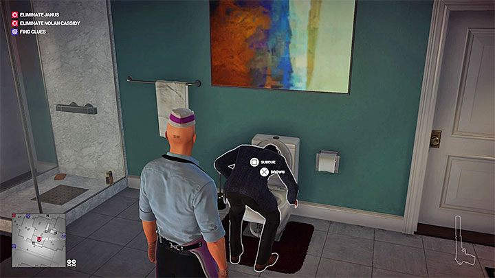 Nolan Cassidy wyruszy w stronę łazienki w posiadłości Wilsonów - Misje fabularne w Zatoczce Whittleton | Hitman 2 - Hitman 2 - poradnik do gry
