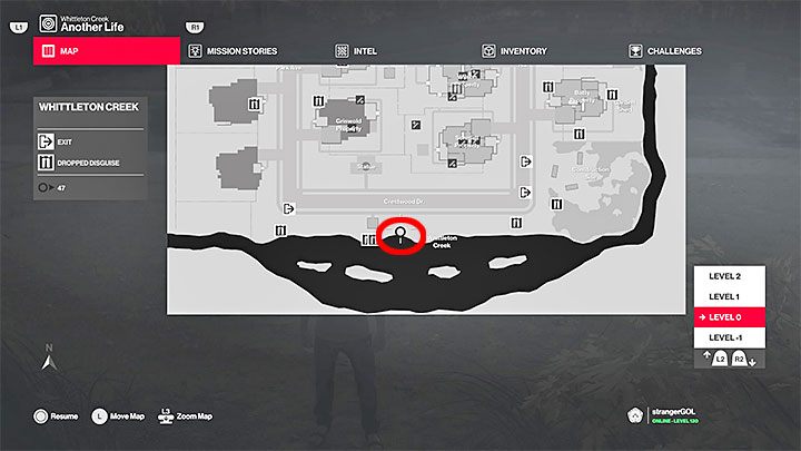 Z wiosłem dotrzyj w pokazane na obrazkach miejsce - są to okolice szopy przy rzece - Opuszczenie Zatoczki Whittleton | Hitman 2 - Hitman 2 - poradnik do gry