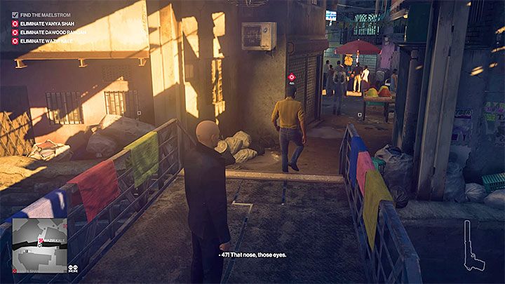Jeśli grasz na niskim lub normalnym poziomie trudności to gra oznaczy na mapie kilku potencjalnych kandydatów - Jak łatwo zidentyfikować Maelstroma w misji Pościg za zjawą? | Hitman 2 - Hitman 2 - poradnik do gry