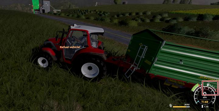 Gdy zabraknie paliwa, pierwszą oznaką będzie migający pośrodku ekranu napis - Farming Simulator 19: Paliwo - co się stanie, gdy zabraknie? - Farming Simulator 19 - poradnik do gry