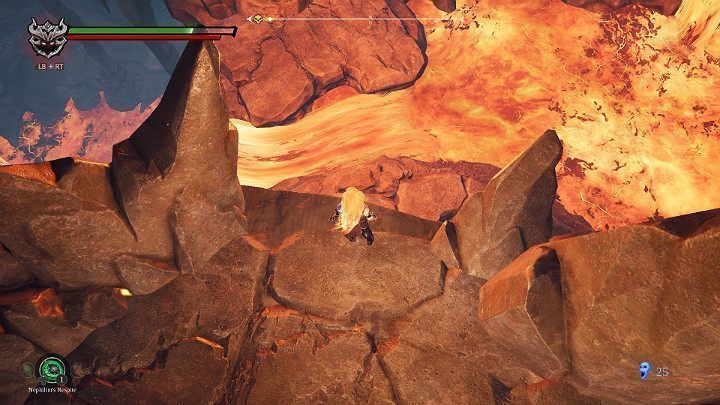 Droga na wprost prowadzi do dalszej części lokacji, ale w pierwszej kolejności możesz zeskoczyć z prawej strony mostu - Esencje w grze Darksiders 3 - Darksiders 3 - poradnik do gry