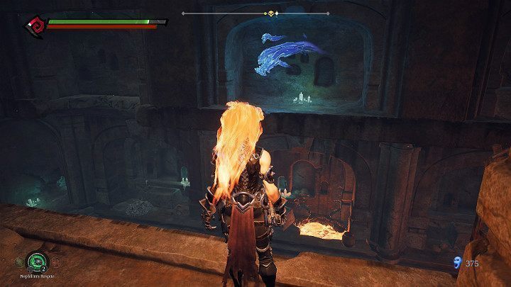 Możesz swobodnie przeskakiwać pomiędzy balkonami na dwóch końcach pomieszczenia przy użyciu podwójnego skoku - Esencje w grze Darksiders 3 - Darksiders 3 - poradnik do gry