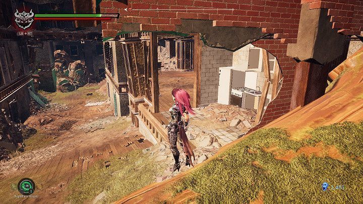 Gdy dojdziesz do rampy prowadzącej w górę spójrz w stronę zrujnowanej kuchni - Schronienie | Solucja do gry Darksiders 3 - Darksiders 3 - poradnik do gry