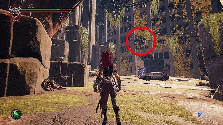 Przechodząc nieco dalej zwróć szczególną uwagę na przeciwnika wiszącego na lianie - Schronienie | Solucja do gry Darksiders 3 - Darksiders 3 - poradnik do gry