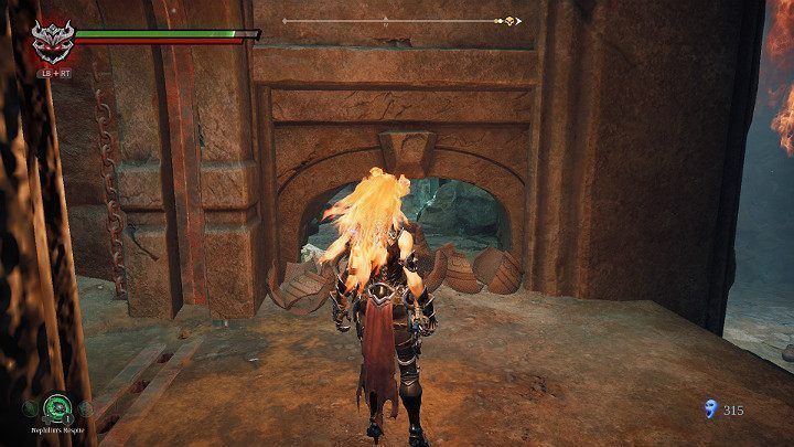 Zanim przejdziesz do głównego pomieszczenia spójrz w lewo - Esencje cz. 2 - Katakumby | Solucja do gry Darksiders 3 - Darksiders 3 - poradnik do gry