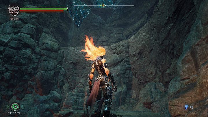 Po walce spójrz w górę i wskocz na półkę skalną przy użyciu podwójnego skoku - Esencje cz. 2 - Katakumby | Solucja do gry Darksiders 3 - Darksiders 3 - poradnik do gry