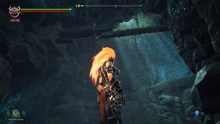 Wybij się w powietrze i przy użyciu broni przeskocz na drugą część groty - Esencje cz. 2 - Katakumby | Solucja do gry Darksiders 3 - Darksiders 3 - poradnik do gry