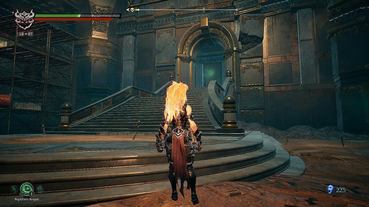 Gdy uda Ci się wyczyścić salę z przeciwników podejdź do schodów i wejdź na górę - Esencje cz. 2 - Katakumby | Solucja do gry Darksiders 3 - Darksiders 3 - poradnik do gry